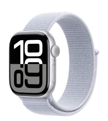 Apple Watch S10 GPS 42mm Silver Aluminium Case Blue Cloud Sport Loop