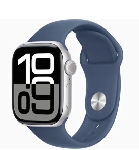 Apple Watch S10 GPS 42mm Silver Aluminium Case Denim Sport Band M/L