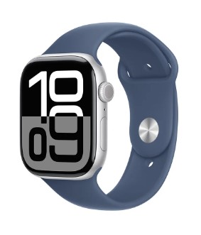 Apple Watch S10 GPS 46mm Silver Aluminium CaseDenim Sport BandS/M