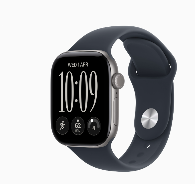 MJGG4 Apple Watch S 12 GPS + Cellular 42mm Natural Titanium Case with Navy Blue Sport Band - M/L