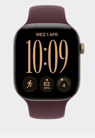 MJGR4 Apple Watch S 12 GPS + Cellular 46mm Radiant Gold Titanium Case with Burgundy Sport Band - S/M
