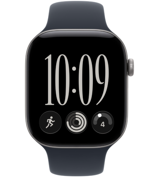 MJGM4 Apple Watch S 12 GPS + Cellular 46mm Natural Titanium Case with Navy Blue Sport Band - S/M