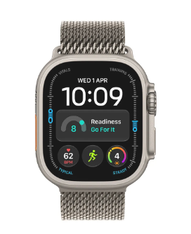 MJAA4 Apple Watch Ultra 4 GPS + Cellular 49mm Natural Titanium Case with Natural Titanium Milanese Loop - L