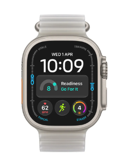 MJAD4 Apple Watch Ultra 4 GPS + Cellular 49mm Natural Titanium Case with Translucent Grey Ocean Band