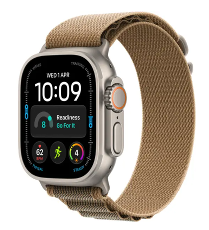 MJAE4 Apple Watch Ultra 4 GPS + Cellular 49mm Natural Titanium Case with Desert Alpine Loop - S