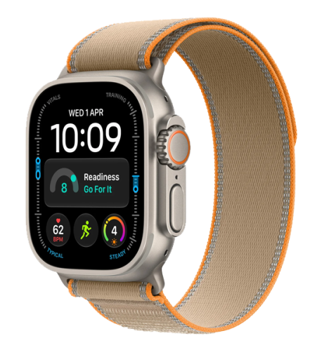 MJAJ4 Apple Watch Ultra 4 GPS + Cellular 49mm Natural Titanium Case with Sand Trail Loop - S/M