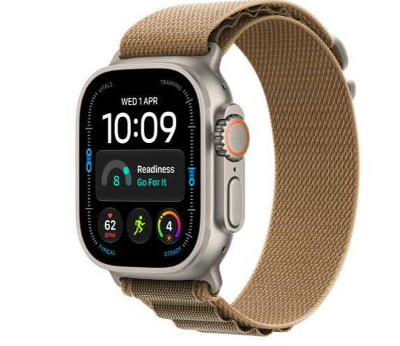 MJAF4 Apple Watch Ultra 4 GPS + Cellular 49mm Natural Titanium Case with Desert Alpine Loop - M