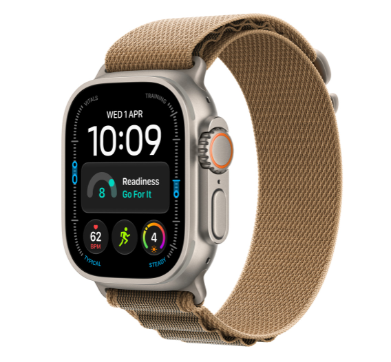 MJAG4 Apple Watch Ultra 4 GPS + Cellular 49mm Natural Titanium Case with Desert Alpine Loop - L