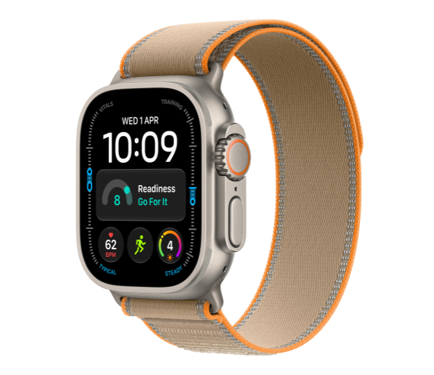 MJAQ4 Apple Watch Ultra 4 GPS + Cellular 49mm Natural Titanium Case with Sand Trail Loop - M/L