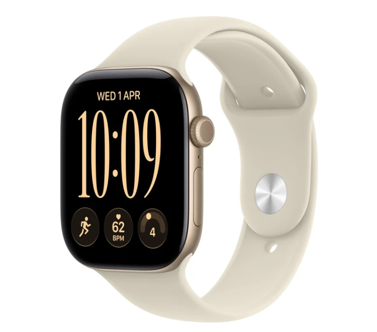 MJEN4 Apple Watch S 12 GPS 46mm Light Gold Aluminium Case with Sand Sport Band - S/M