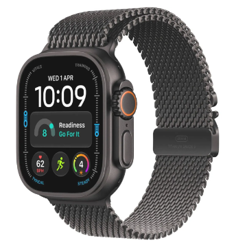 MJAV4 Apple Watch Ultra 4 GPS + Cellular 49mm Black Titanium Case with Black Titanium Milanese Loop - M