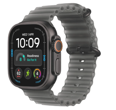 MJAY4 Apple Watch Ultra 4 GPS + Cellular 49mm Black Titanium Case with Translucent Black Ocean Band